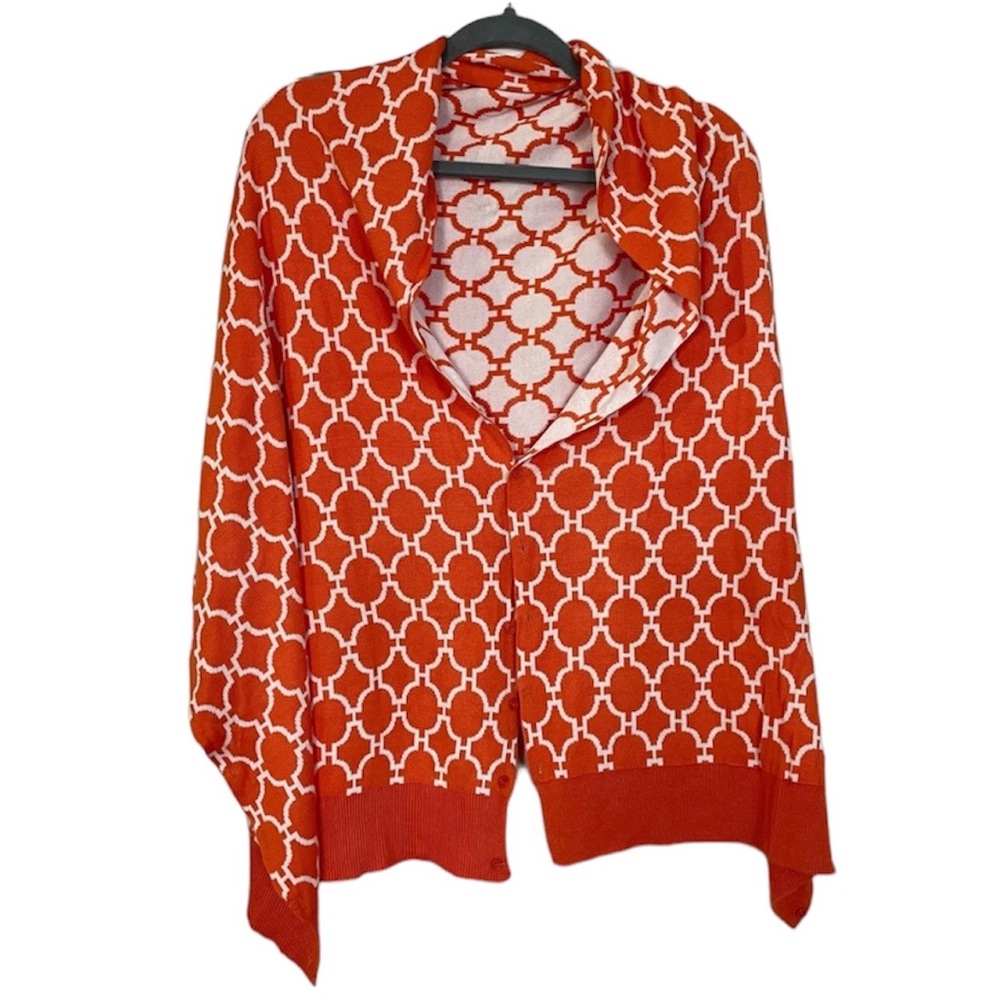 Papillon Blanc Orange and White Geometric Scarf